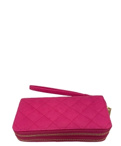 Double Zip Quilted Wallet QW0012 Pink